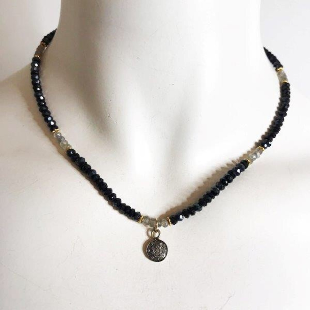 Pave Diamond Black Onyx Necklace